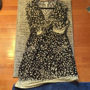 Chico's Elegant Black and Cream Long Sleeve Dress